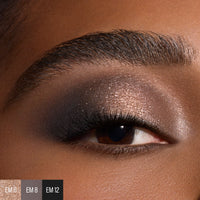 Ethereal Eyes Eyeshadow Palette in Moonlight makeup look on a model using three shades from the palette creating a more dramatic look. 