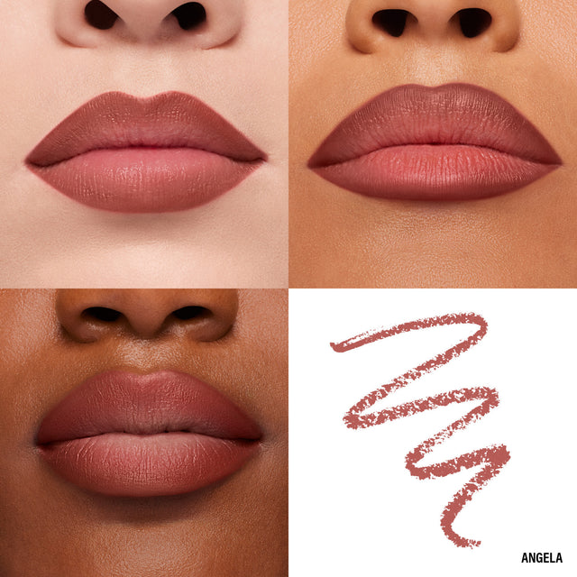 Lip Macros of Makeup By Mario's Ultra Suede® Sculpting Lip Pencil in shade Angela (Warm Brick Brown)