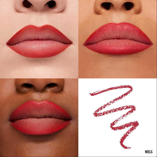 Lip Macros of Makeup By Mario's Ultra Suede® Sculpting Lip Pencil in shade Niels (Bright Neutral Red)