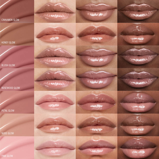 Shade mosaic of females lips wearing all different shades of MoistureGlow™ Plumping Lip Serum.
