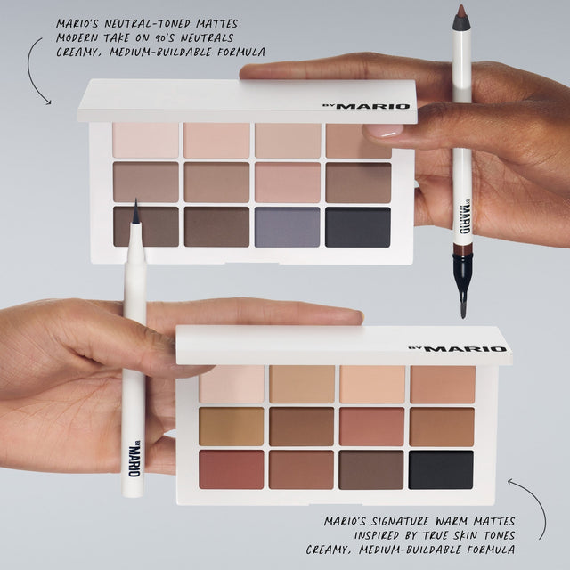 A image showcasing both of Makeup By Marios Master Mattes® Eyeshadow Palette's in the Neutral and Original color palette. 