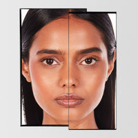 Before and after image of a female using the Master Blade® Brow Pencil in shade Deep Brunette.