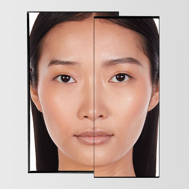 Before and after image of a female using the Master Blade® Brow Pencil in shade Almost Black.