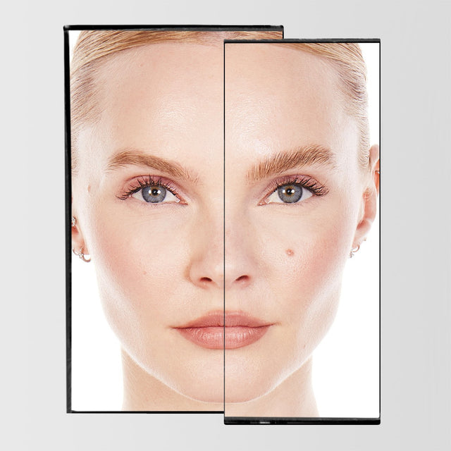 Before and after image of a female using The Master Hold® Brow Gel.