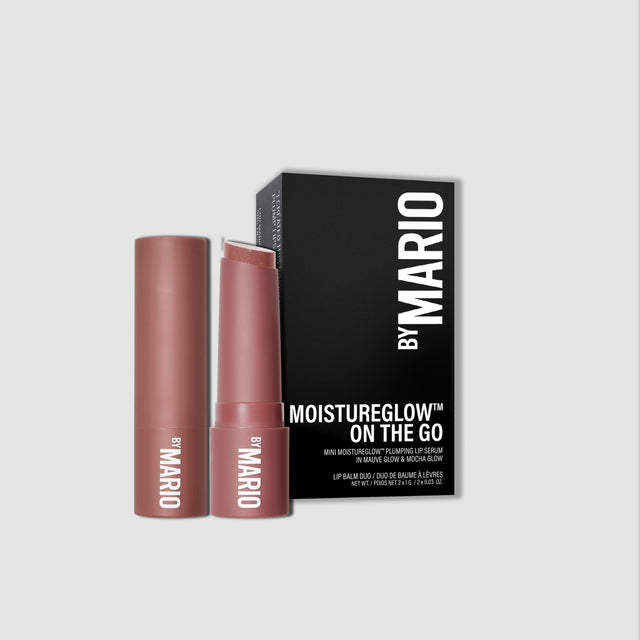 Front view with the box of the MoistureGlow™ On The Go kit in shade Mauve & Mocha Glow.